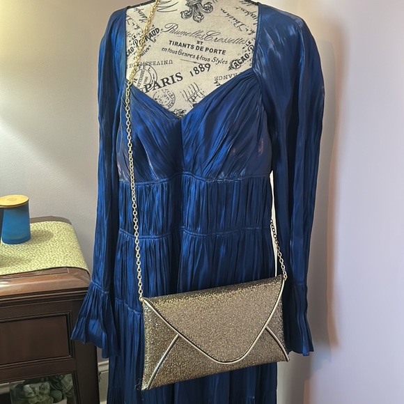 Evening Clutch-gold-with detachable gold chain - Picture 2 of 12